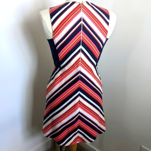 TRINA Turk Bright Chevron Cotton Sheath Midi Dress 4 - Picture 6 of 17